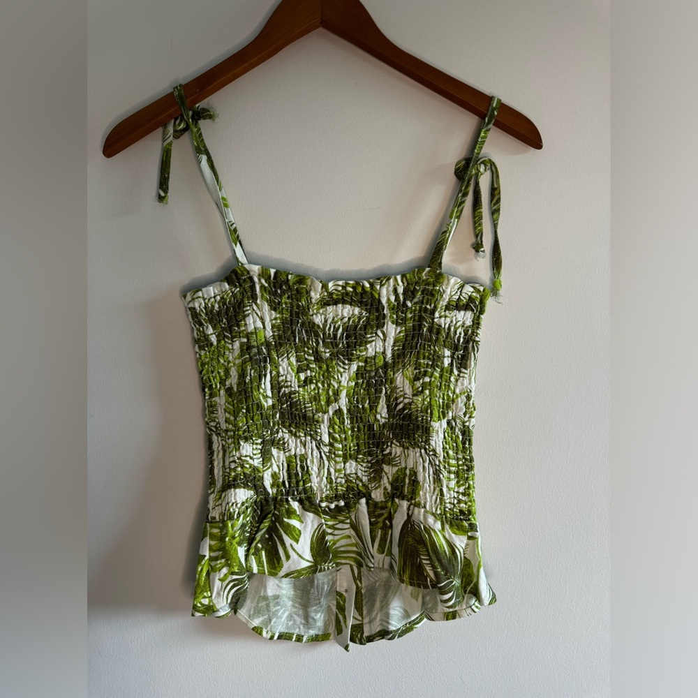 Chaser Women's Smocked Tropical Green Tank Medium - Picture 4 of 6